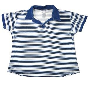 Vintage CARREAU SPORT Women's Striped Polo Shirt Short Sleeve Size L
